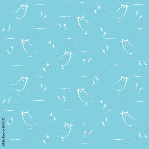 Seamless pattern: birds singing and traces