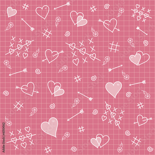 Seamless pattern: hearts, arrows, love relationship