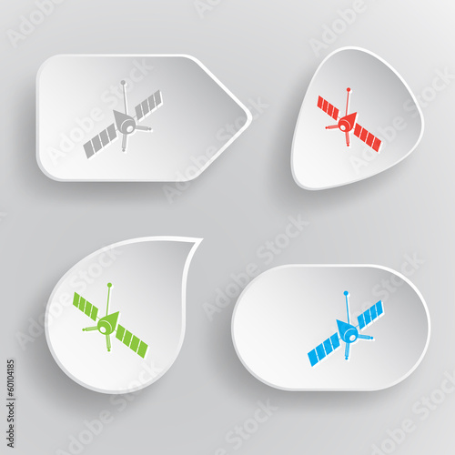 Spaceship. White flat vector buttons on gray background.