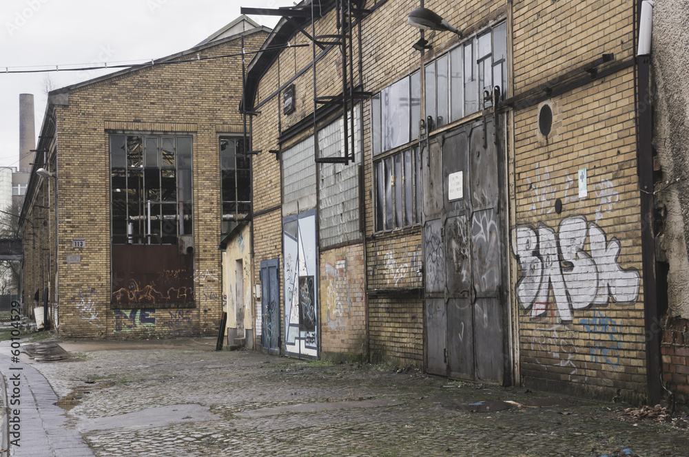 Decayed industrial building facade