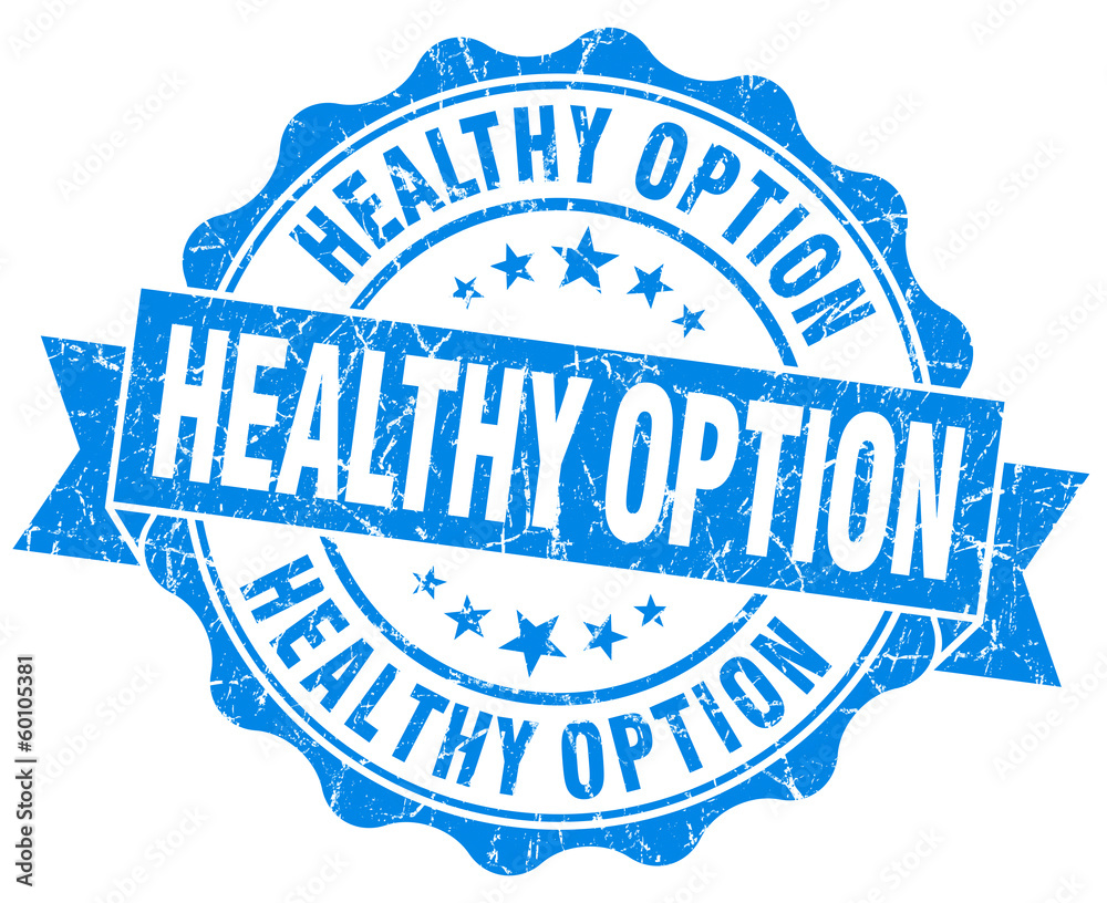 Healthy option blue grunge old style seal