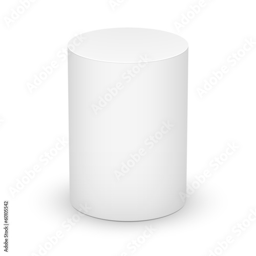 White cylinder on white background. photo