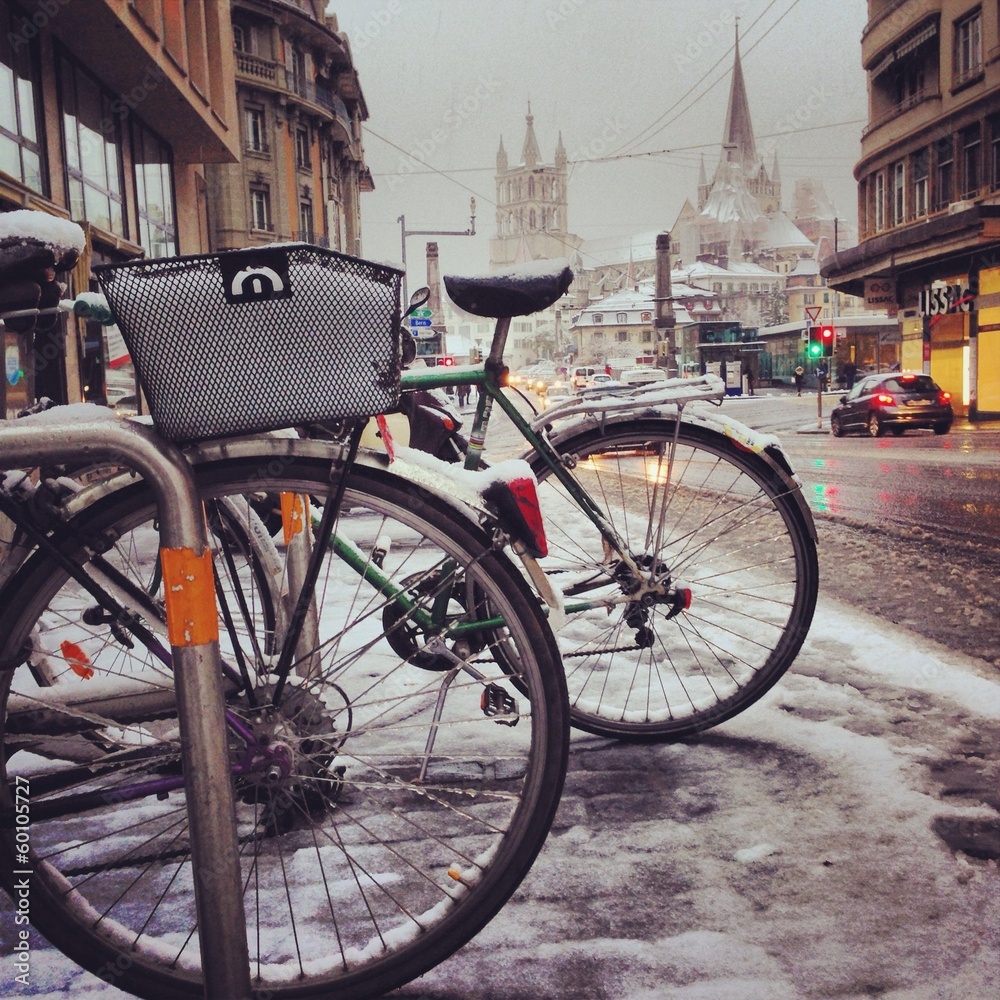 Fototapeta premium snow in lausanne switzerland
