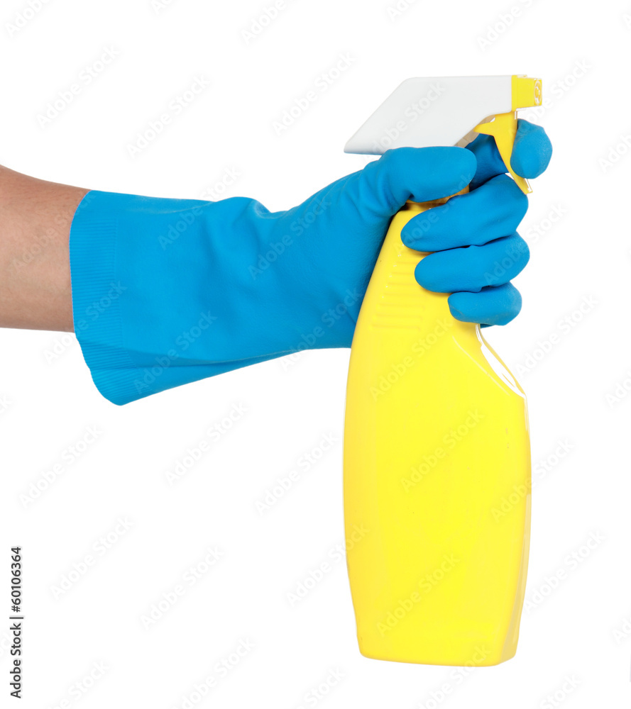 gesture of hand with cleaning sprayer gesture of hand with cleaning sprayer
