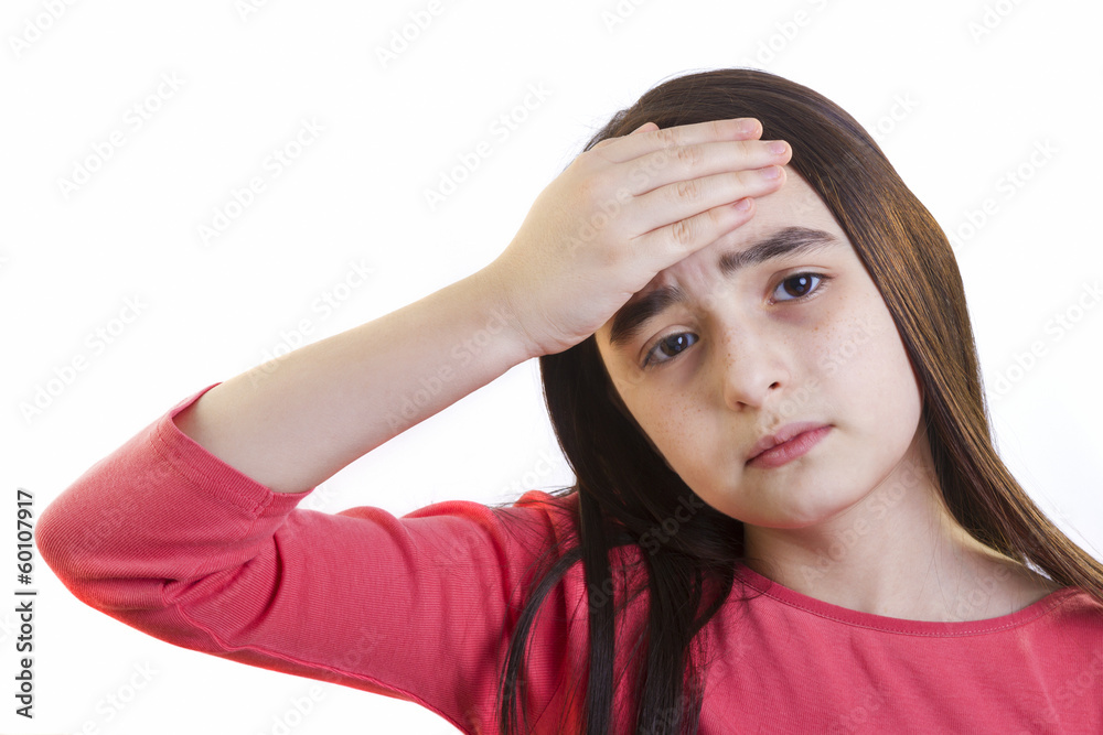Little girl with headache Little girl with headache