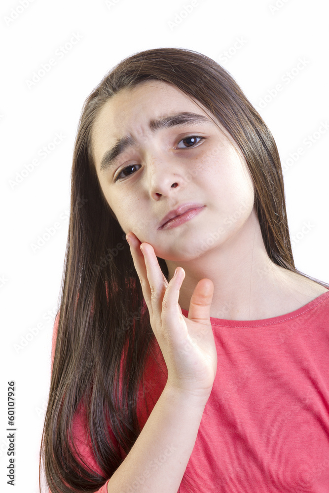 Fototapeta premium Girl child with toothache