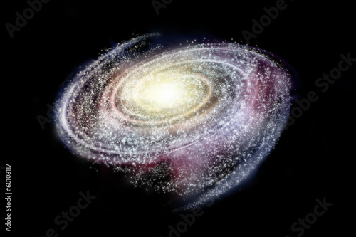 Illustration of a distant spiral galaxy in deep space