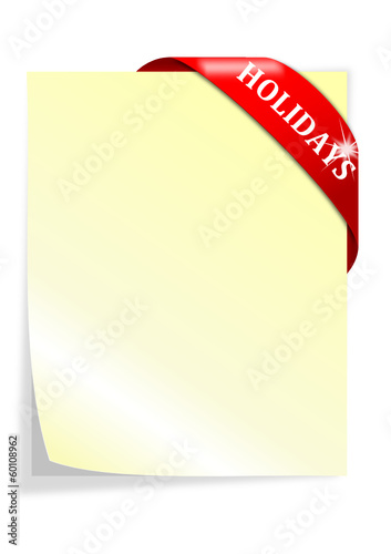 Yellow paper label with the inscription holiday - vector