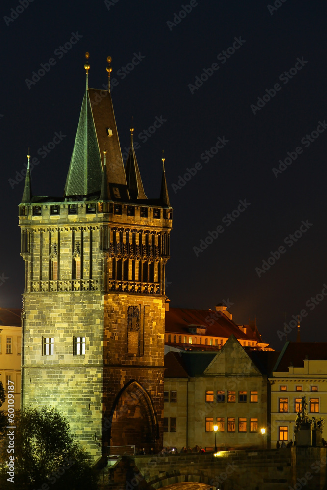 Charles bridge with luminosity at night