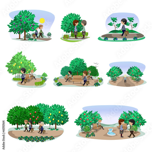 Business People In Nature - Vector Illustration