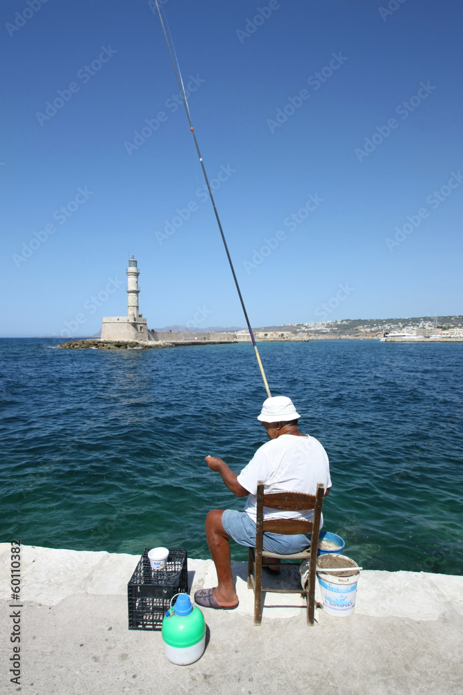 Greece - Crete (Chania port with fisherman) Greece - Crete (Chania port with fisherman)