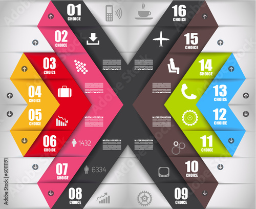 Infographic design template with paper tags.