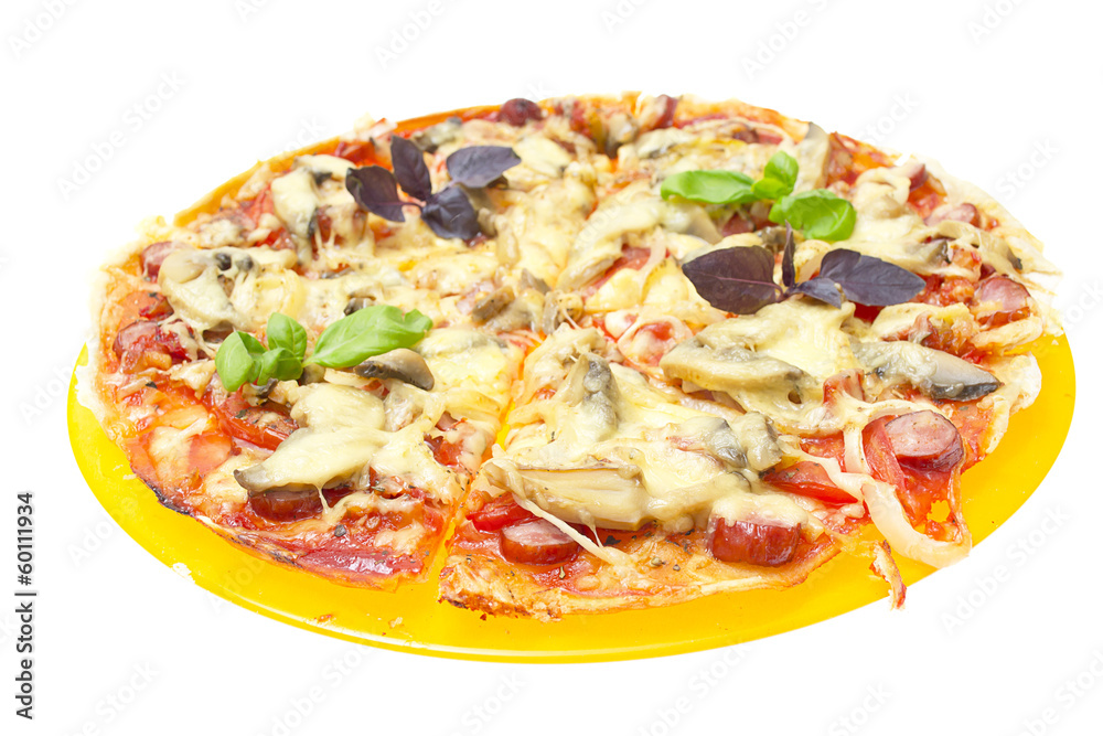Tasty pizza isolated on the white background. Tasty pizza isolated on the white background.