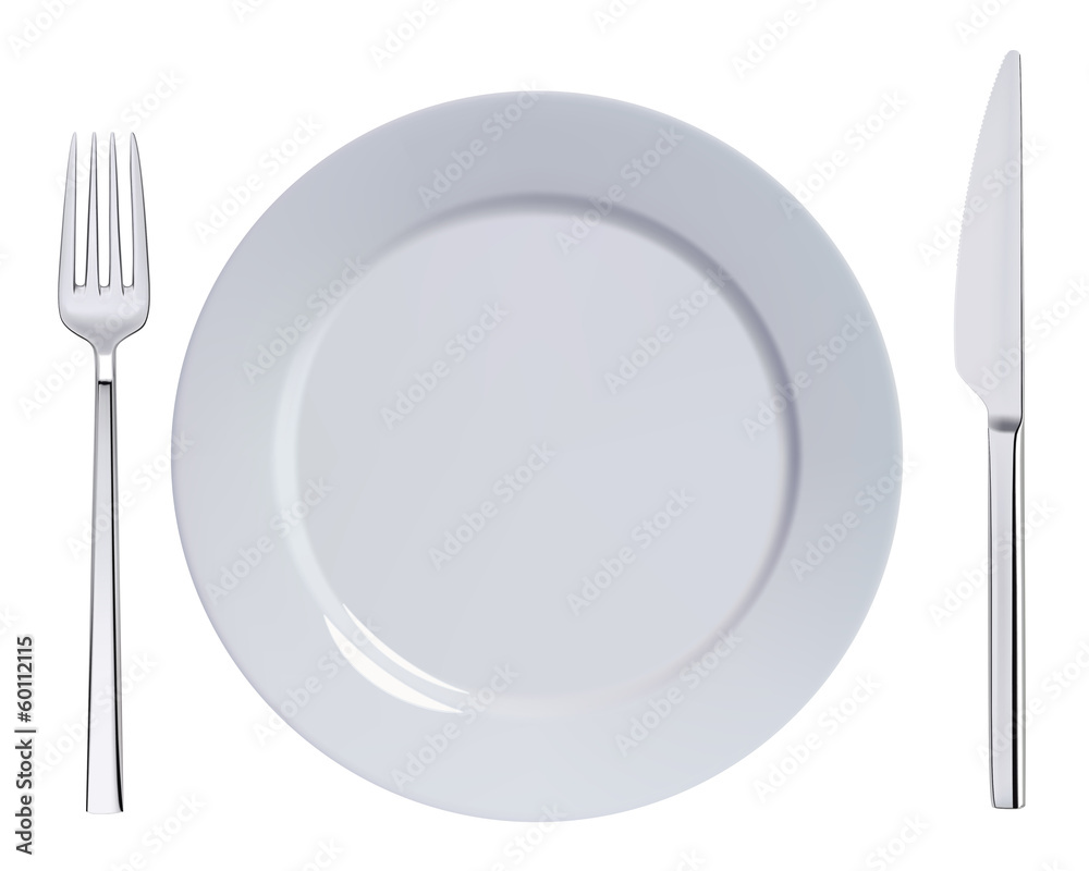 Dinner plate, knife and fork. Vector illustration Dinner plate, knife and fork. Vector illustration