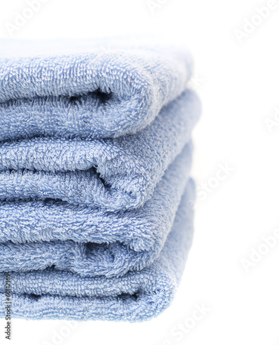 Blue Towels Isolated on White Background