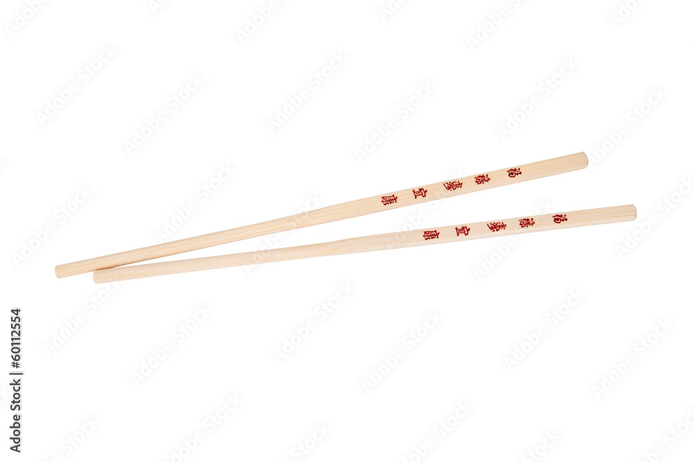 Chopsticks with the Chinese/Japanese symbols, isolated on white Chopsticks with the Chinese/Japanese symbols, isolated on white