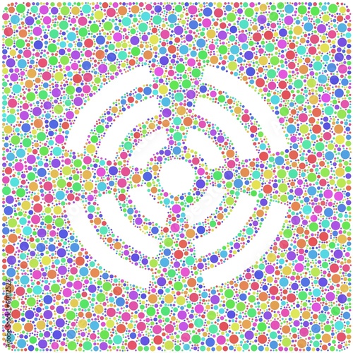 Wireless communication sign in a mosaic of harlequin circles