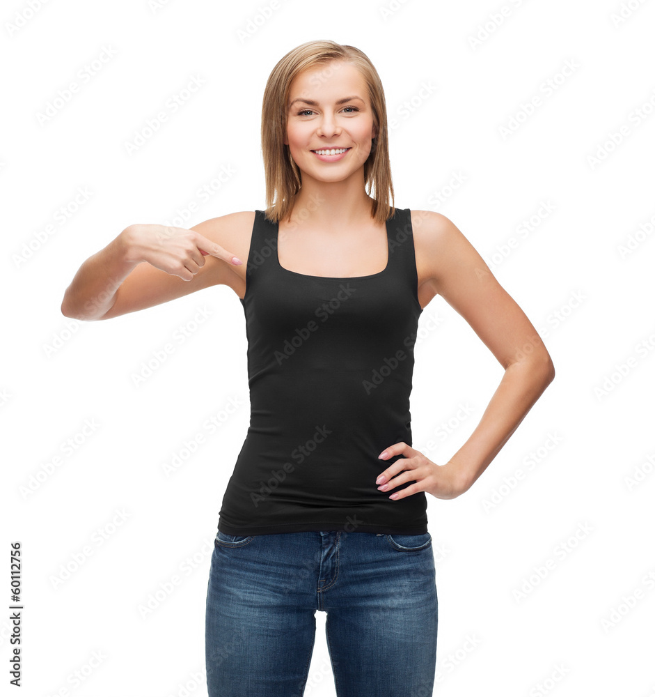 Fototapeta premium woman in blank black tank top