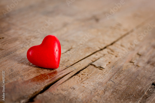 heart on wooden table