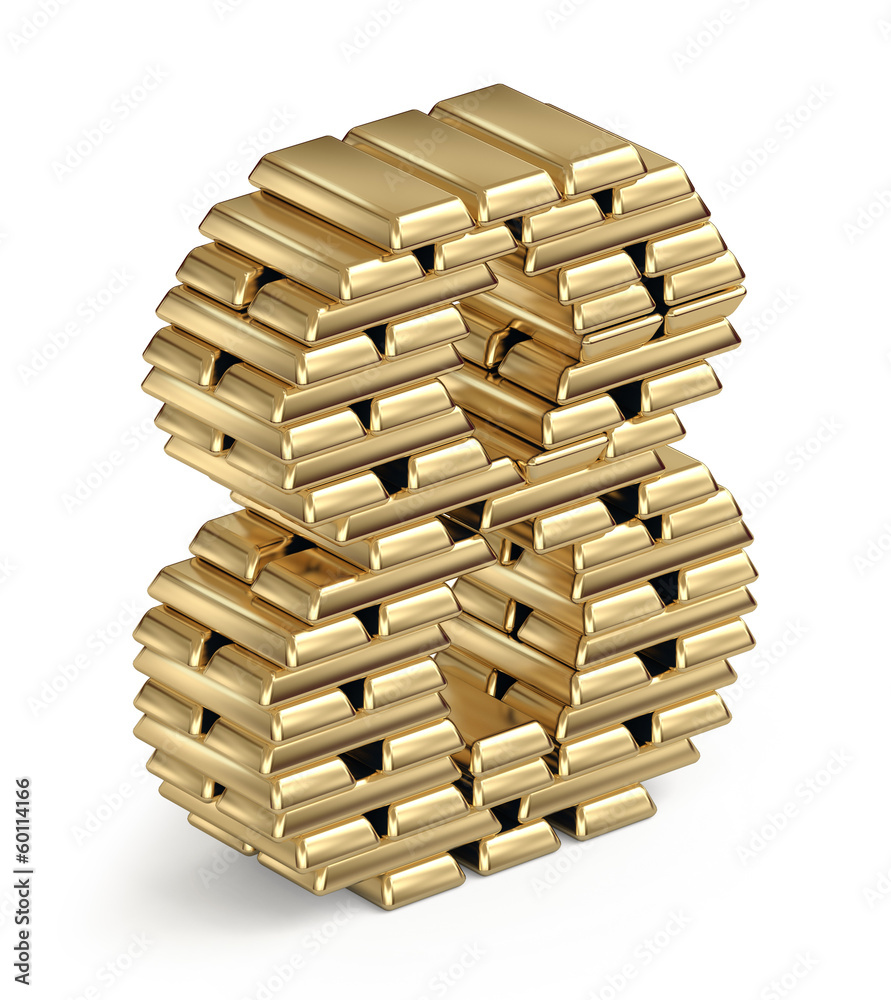 Number 8 from gold bars Number 8 from gold bars