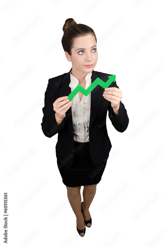 Elegant business woman with arrow dressed in formal attire