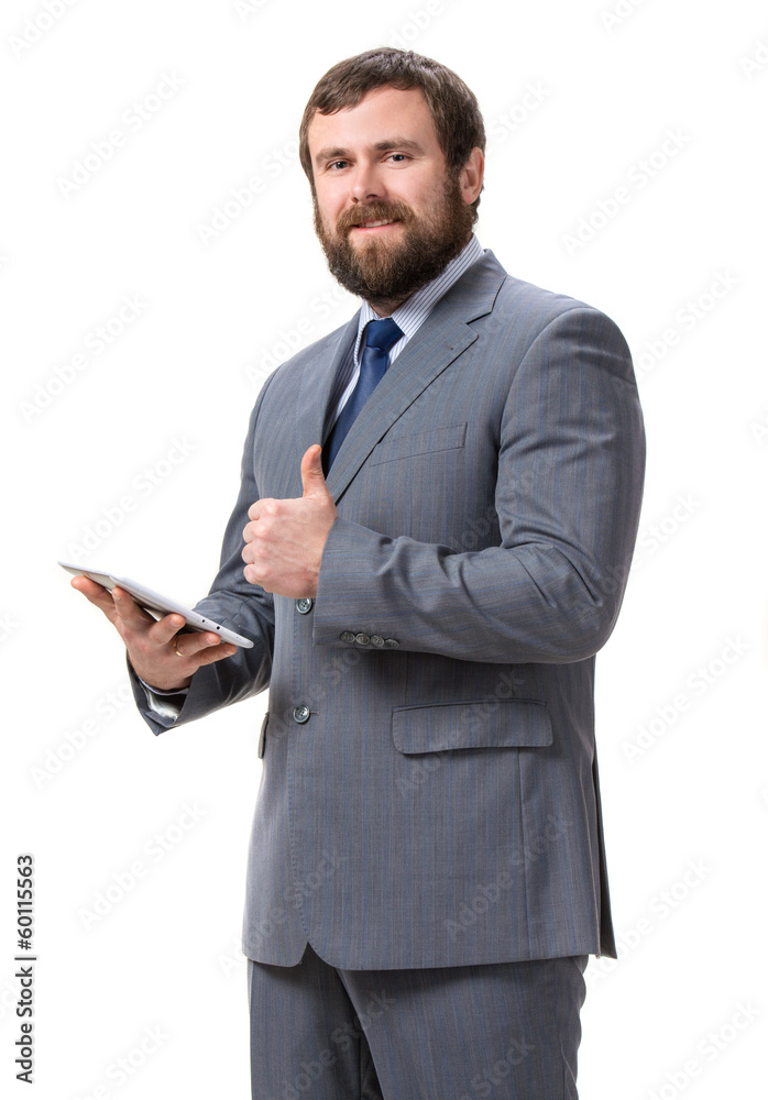 Businessman with tablet pc on a white background Businessman with tablet pc on a white background