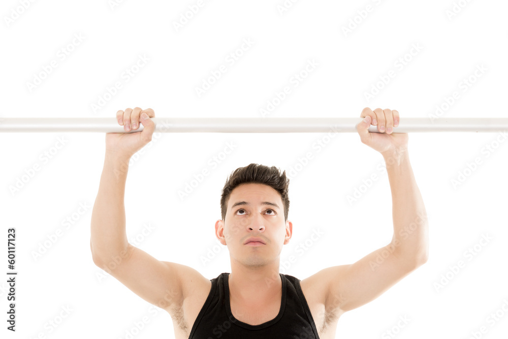Man doing chin-ups Man doing chin-ups