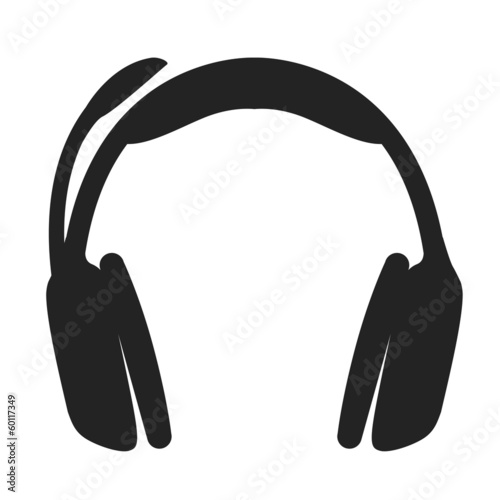 headphones black web icon. vector illustration