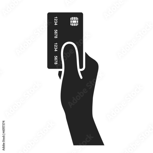 hand holding credit card icon. vector illustration