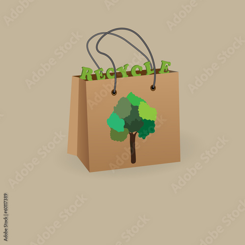 paper bag with a text and a picture of a tree