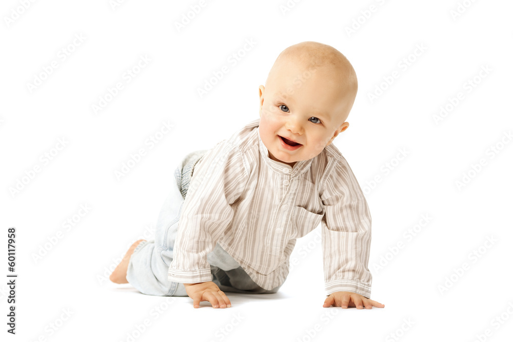 Beautiful baby on white background. Child. Little cute kid Beautiful baby on white background. Child. Little cute kid