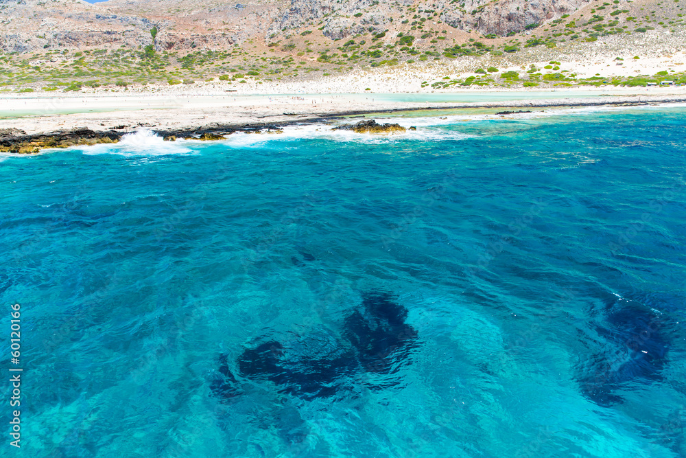 Obraz premium Balos beach. View from Gramvousa Island, Crete in Greece.