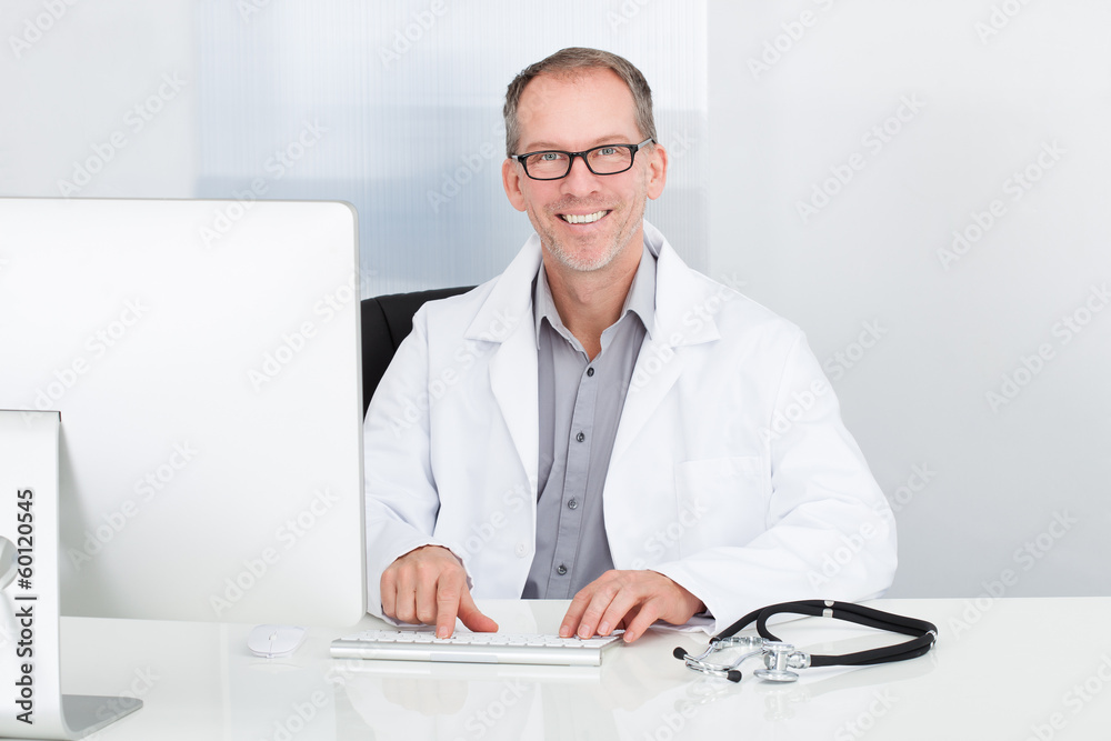 Obraz premium Doctor Using Computer