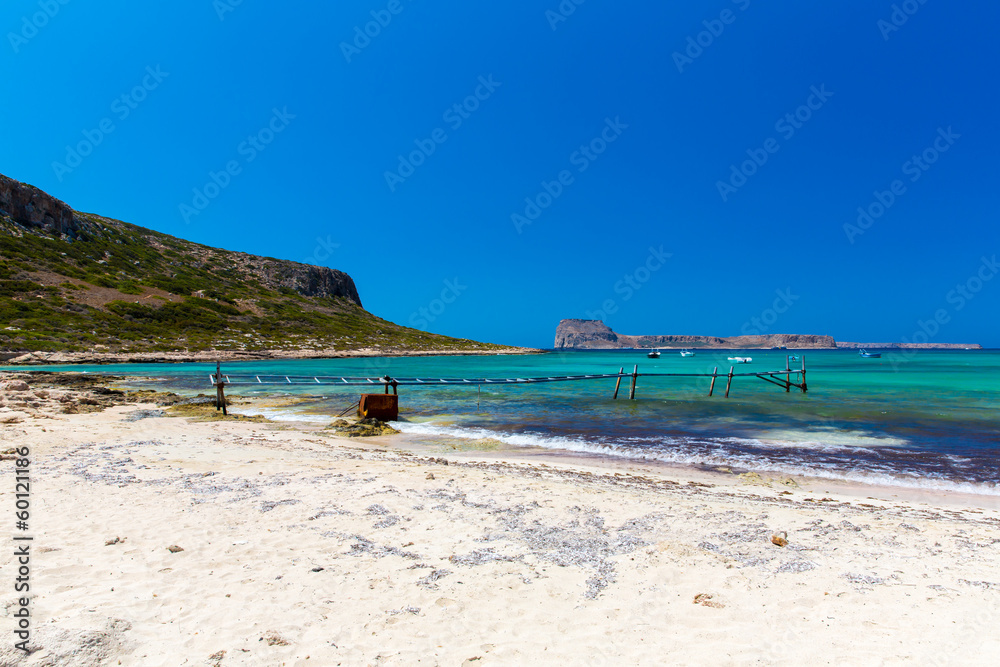 Fototapeta premium Balos beach. View from Gramvousa Island, Crete in Greece.