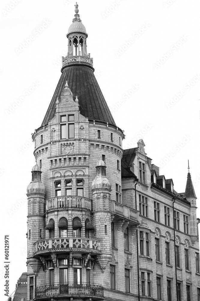 Obraz premium budynek w sztokholmie w b & w