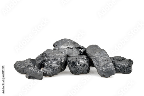 Pile of coal isolated on white