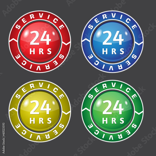 24 hrs Service Vector Glossy Icon