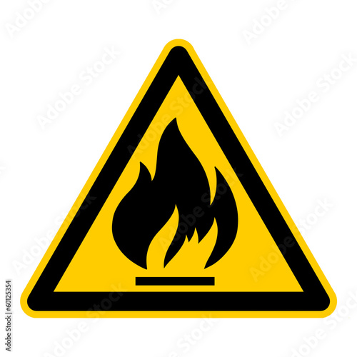 Obraz na plátně wso9 WarnSchildOrange - english warning sign: warning flammable materials - Germ
