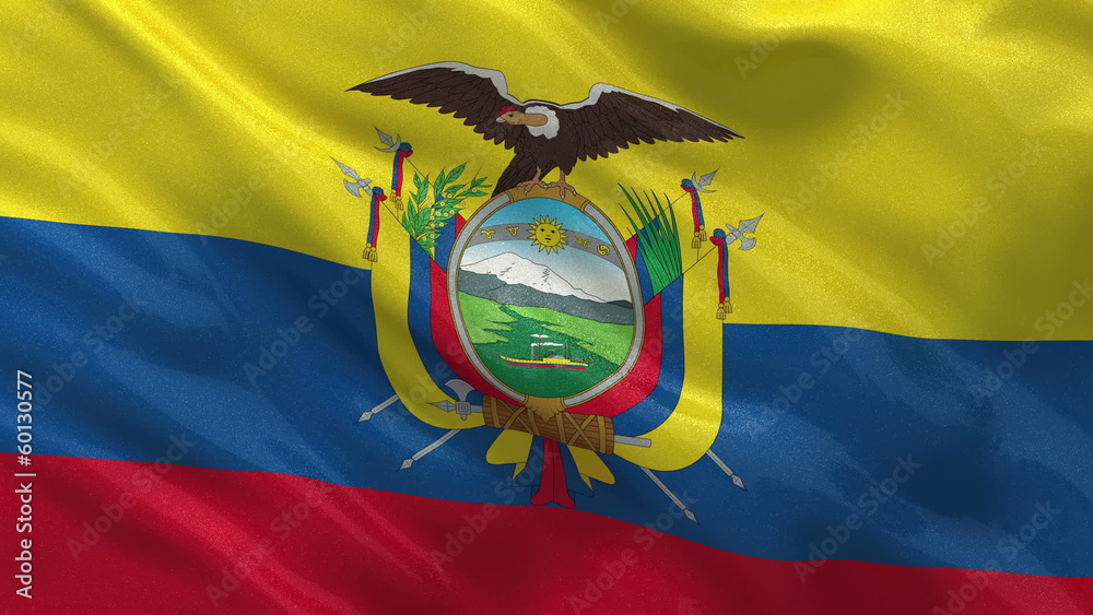 Flag of Ecuador waving in the wind - seamless loop