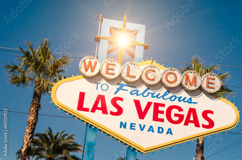 " Welcome to Fabulous Las Vegas " sign on a bright sunny day