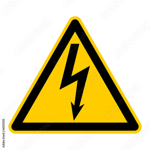 wso12 WarnSchildOrange - english warning sign: danger high voltage - German Warnschild: Warnung vor gefährlicher elektrischer Spannung - g412 photo