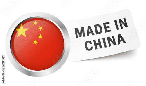 Button mit Fahne " MADE IN CHINA "