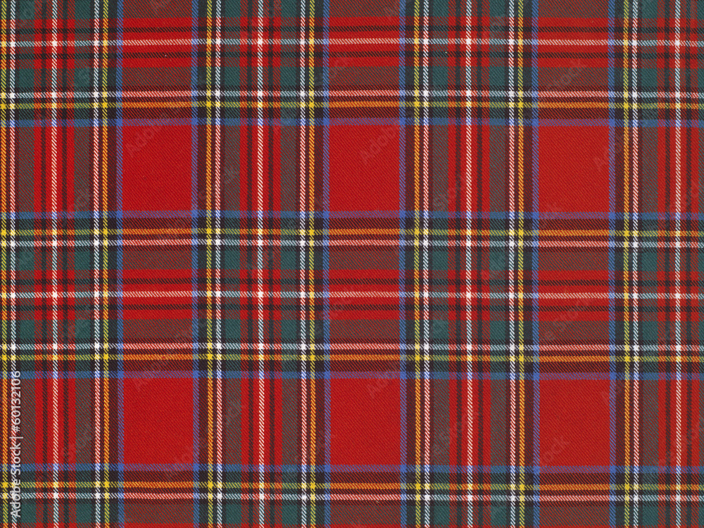 Obraz premium high resolution typical scottish tissue with red background
