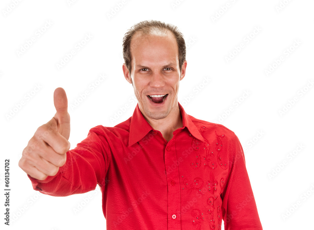 young man shows sign and symbol by hands on white background young man shows sign and symbol by hands on white background