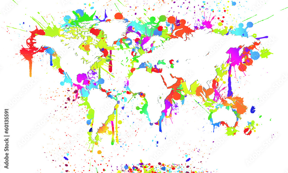 Worldmap White Background Splash - Weltkarte