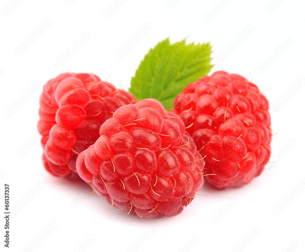 Sweet raspberry with leafs Sweet raspberry with leafs