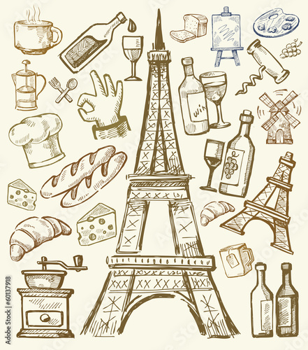 vector hand drawn paris illustration