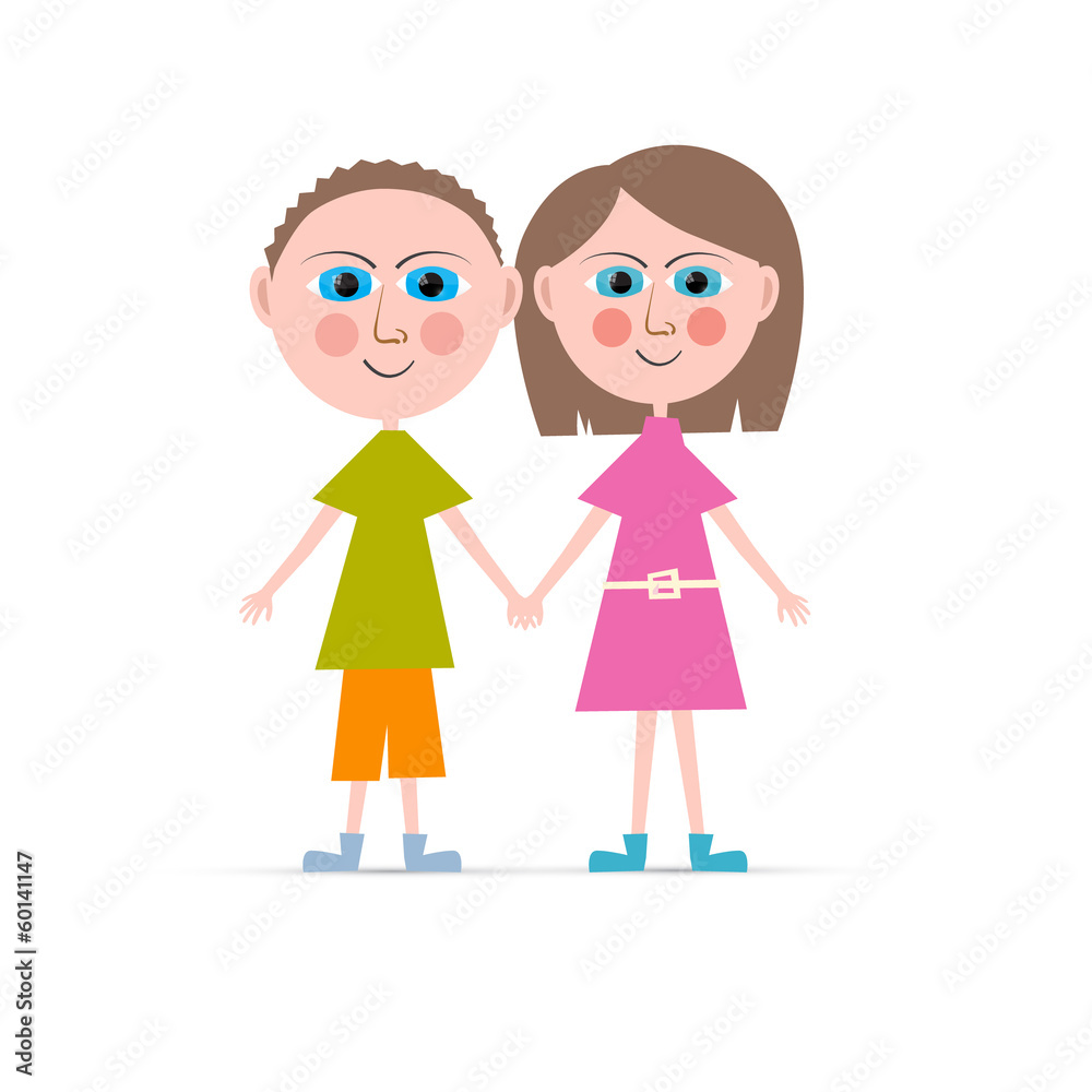 Boy and Girl Vector Illustration Isolated on white Background Boy and Girl Vector Illustration Isolated on white Background