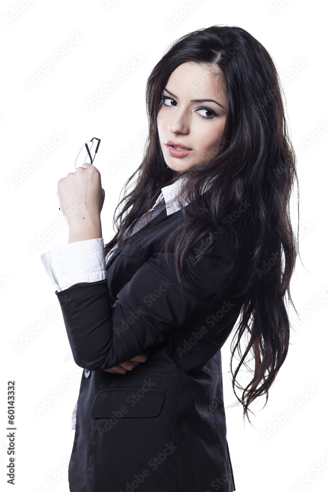 beautiful smiling young business woman posing on white beautiful smiling young business woman posing on white