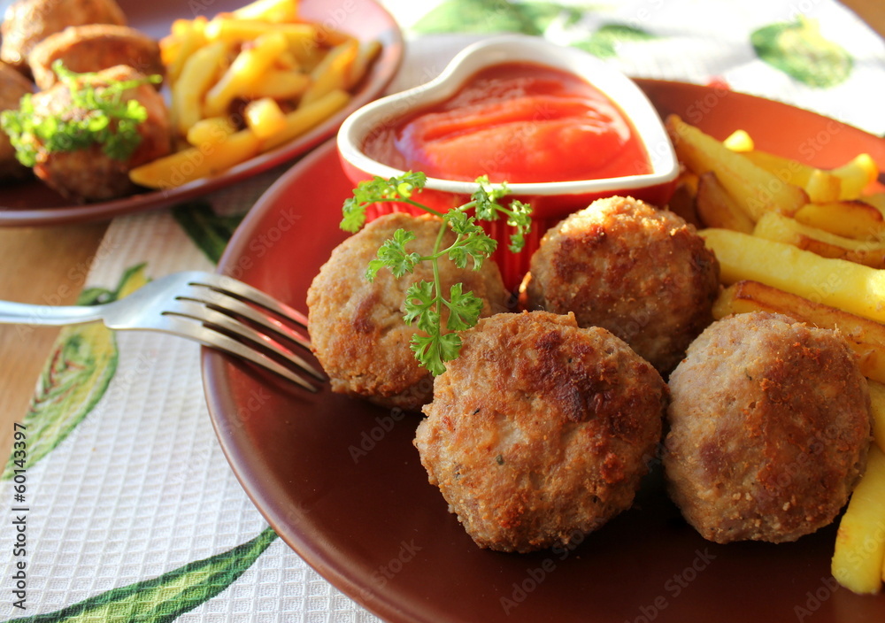 Meat balls with sauce and potatoes Meat balls with sauce and potatoes